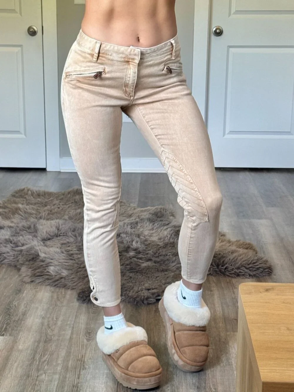 Vtg Ralph Lauren Sport Mid Rise Horse Riding Ankle Pants Womens 28 Tan Preppy